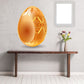 Open Easter egg yolk sticker with decorative golden pattern
