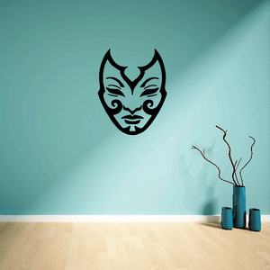 Black stylized lady mask wall decal