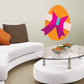 Orange Easter egg wall sticker with purple bow and teal ribbon details