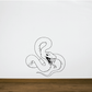 Fanged snake hissing decal with coiled body, open mouth, and curved horns