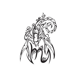 Scorpio scorpion tattoo decal with black ink line art scorpion and crescent
