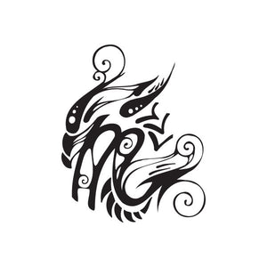 Scorpio tribal tattoo decal, black ornamental swirl and scroll symbol