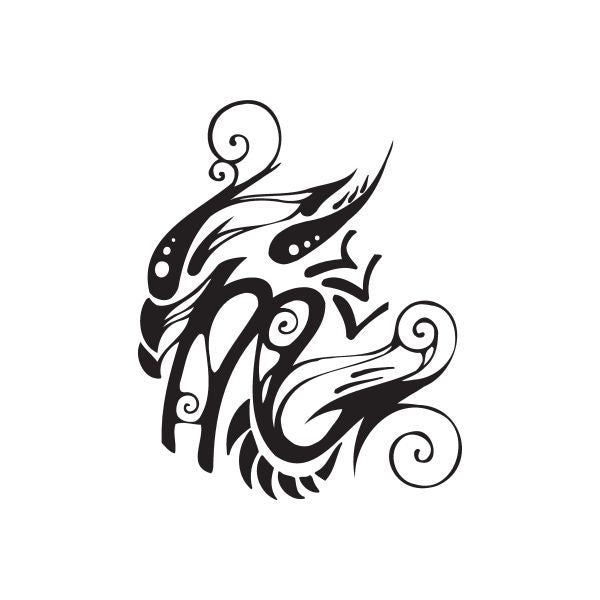 Scorpio tribal tattoo decal, black ornamental swirl and scroll symbol
