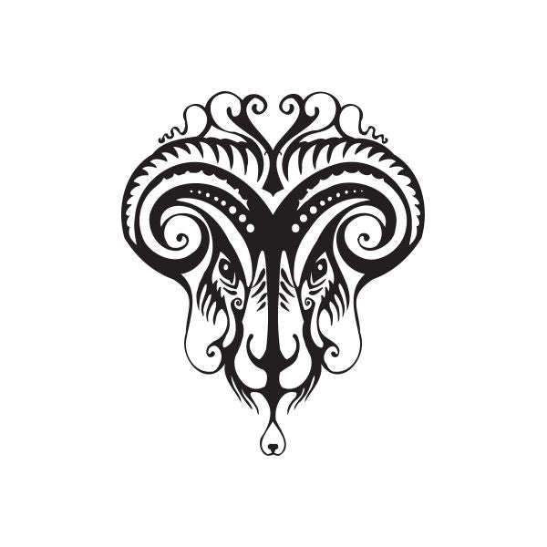 Image of Ares Ram Head Tattoo Decal