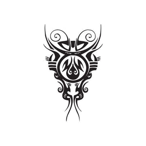 Taurus tribal tattoo decal with black bull head and spiral horns