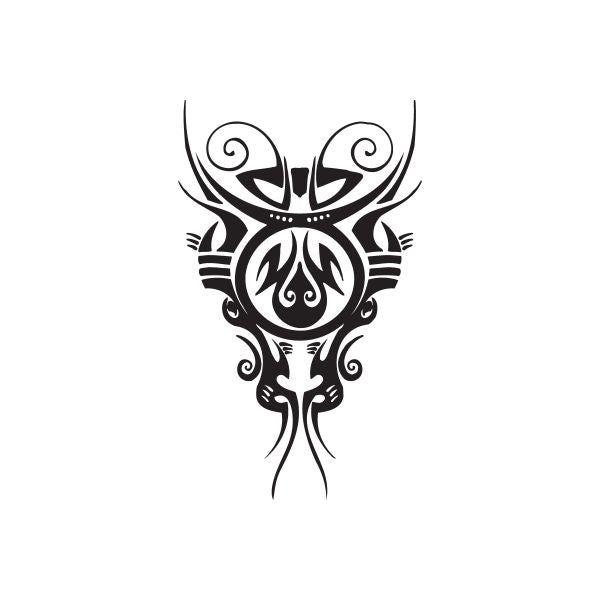 Taurus tribal tattoo decal with black bull head and spiral horns