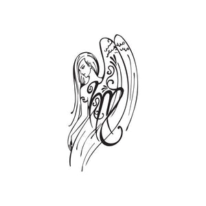Virgo angel symbol decal with black line-art angel and ornate Virgo-style design