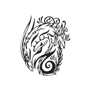 Capricorn tattoo decal, black tribal goat head with horned design