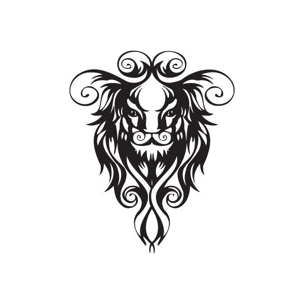 Image of Leo Curly Lion Head Tattoo Decal