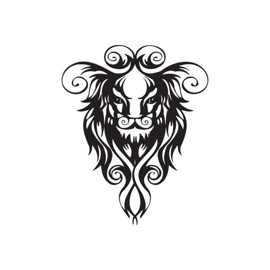 Image of Leo Curly Lion Head Tattoo Decal