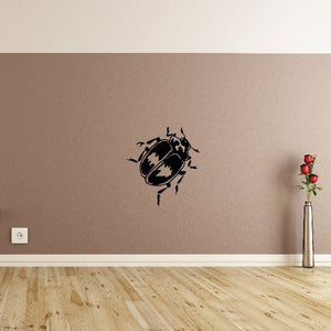 Black beetle wall decal sticker with detailed outline