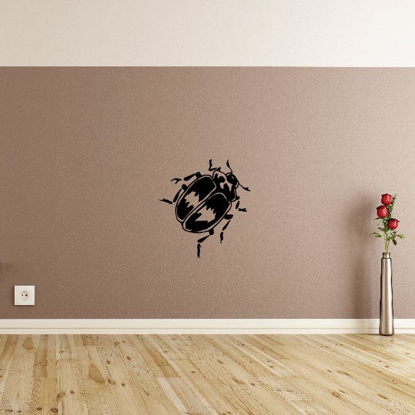 Black beetle wall decal sticker with detailed outline