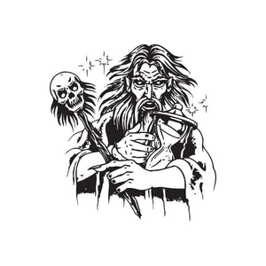 Father Time wall decal, black-and-white grim reaper figure holding a scythe