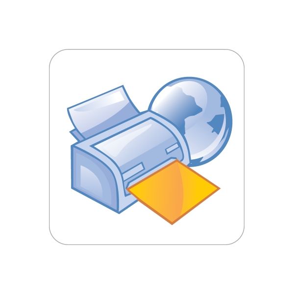 Fax machine wall decal sticker with globe and envelope icon