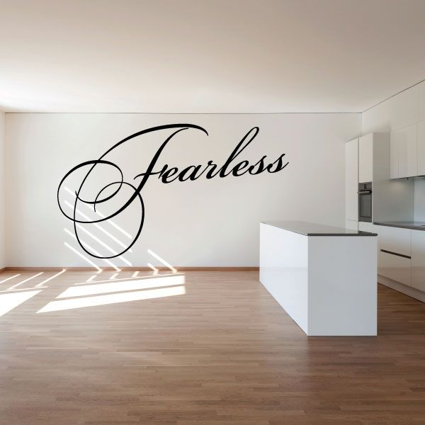 Fearless cursive wall decal in black lettering
