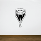Snake head decal, black-and-white stylized snarling snake with open mouth