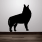 Wolf howl decal, black standing wolf silhouette with raised head