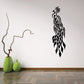 Peacock feather wall decal with layered black feather pattern