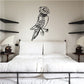 Feathered owl wall decal in black line art