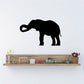 Black elephant feeding decal with curled trunk wall sticker silhouette
