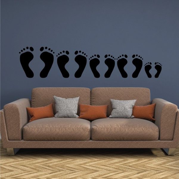 Feet family kit wall decal with black footprint and toe prints