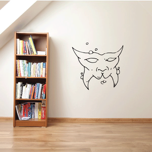 Feline masquerade mask decal with outlined cat face and eye patches