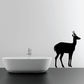 Black female antelope wall decal silhouette with raised tail and horned head