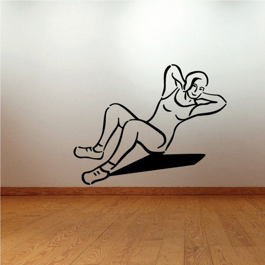 Image of Female Doing Crunches Sit Ups Fitness Wall Decal - Vinyl Decal - Car Decal - MC045