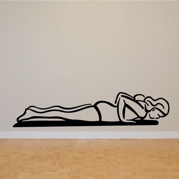 Fitness wall decal of a woman doing push-ups in a plank position