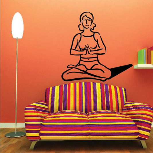 Image of Female Doing Yoga Meditation Fitness Wall Decal - Vinyl Decal - Car Decal - MC043