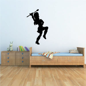 Female drum major marching decal, black silhouette of baton-holder marcher