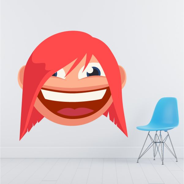 Image of Female Face Emoticon Wall Decal - Vinyl Sticker - Car Sticker - IDCOLOR003