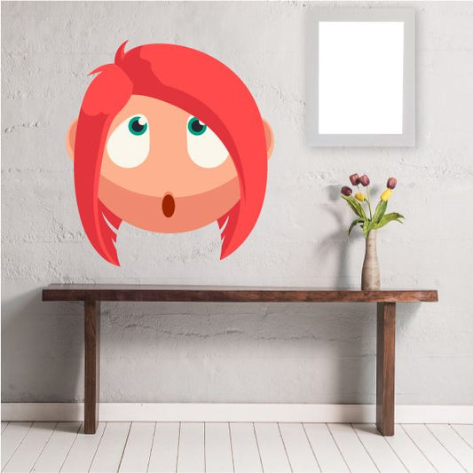Image of Female Face Emoticon Wall Decal - Vinyl Sticker - Car Sticker - IDCOLOR010