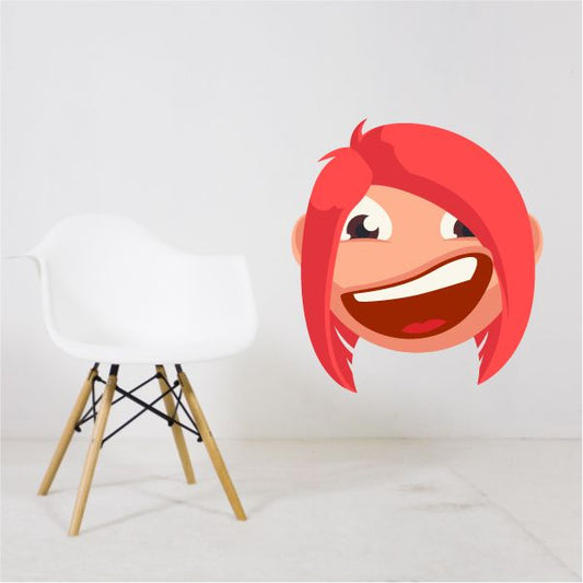 Image of Female Face Emoticon Wall Decal - Vinyl Sticker - Car Sticker - IDCOLOR024