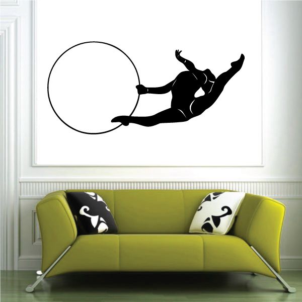 Image of Female Hoop Dancing Gymnastics Wall Decal - Vinyl Decal - Car Decal - MC006