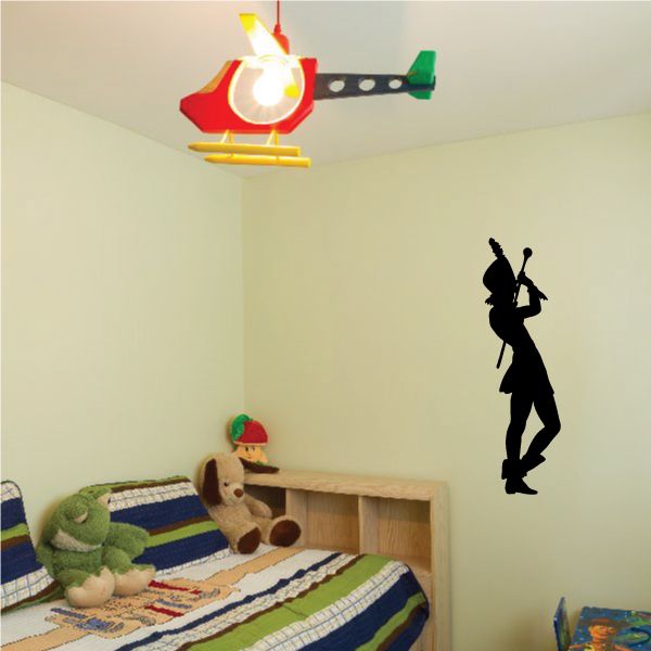 Black marching band drum major silhouette wall decal