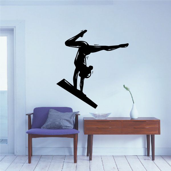 Image of Female On Balance Beam Gymnastics Wall Decal - Vinyl Decal - Car Decal - MC009