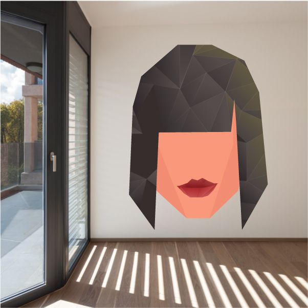Image of Female Oragami Face Emoticon Wall Decal - Vinyl Sticker - Car Sticker - IDCOLOR026