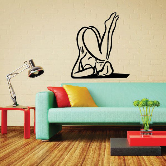 Image of Female Stretching Yoga Fitness Wall Decal - Vinyl Decal - Car Decal - MC049