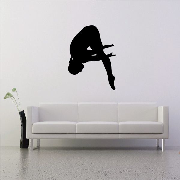 Black female diving swimmer wall decal silhouette with snorkel and arms bent