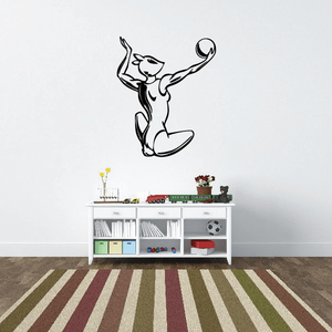 Water polo bunny player decal, black outline bunny with arms raised