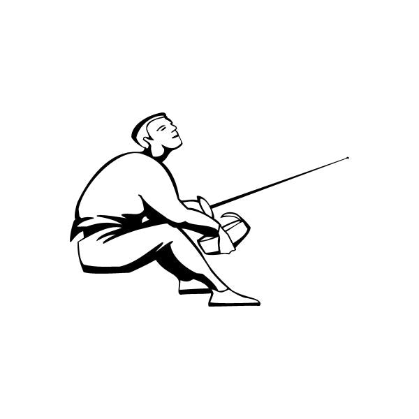 Fencing wall decal of black line art fencer holding sword extended