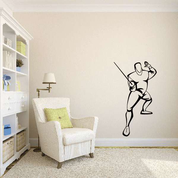 Black fencing fencer wall decal vinyl sticker