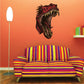 Raptor head roar wall sticker with open mouth and teeth, red and black