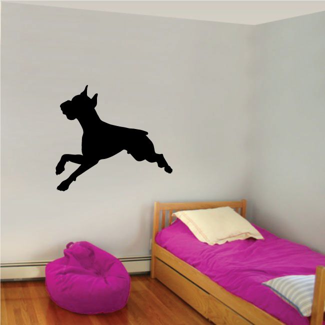 Black boxer dog decal in fetching pose