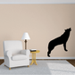 Howling wolf wall decal with black silhouette