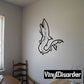 Swimming shark wall decal with fierce pose, black outline and white belly.
