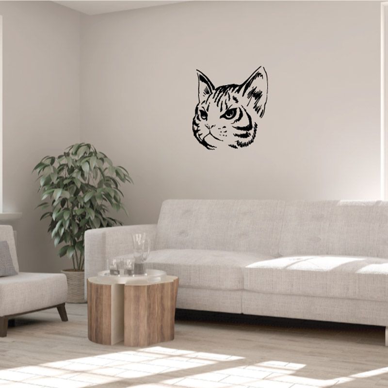 Image of Fierce Tabby Cat Face Decal