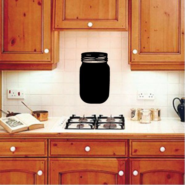 Mason jar decal, black filled jar silhouette