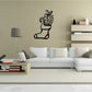 Black Christmas stocking wall decal with present in boot